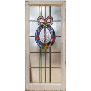 Stained Glass Wreath with Ribbon Window From England No.2 Stained Glass Wreath with Ribbon Window From England No.2