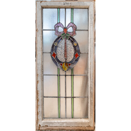 Stained Glass Wreath with Ribbon Window From England No.2 Stained Glass Wreath with Ribbon Window From England No.2