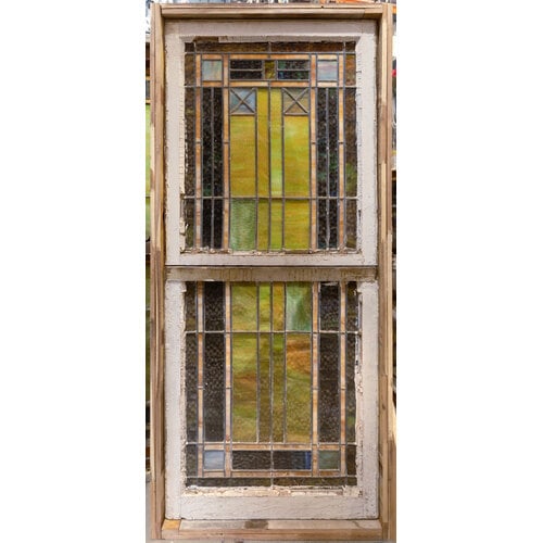 2 Piece Stained Glass Window From First American Church Holdenville, OK