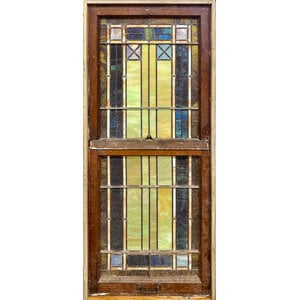 2 Piece Stained Glass Window From First American Church Holdenville, OK 2 Piece Stained Glass Window From First American Church Holdenville, OK
