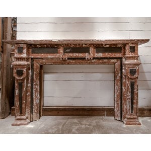 1800's French Empire Style Rouge Royal Marble Fireplace 1800's French Empire Style Rouge Royal Marble Fireplace