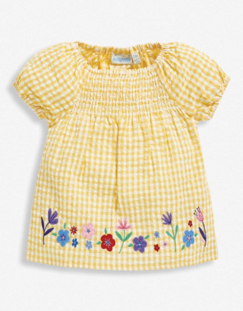 Floral Applique Smock Top Yellow Tip Toes