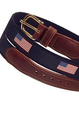 Preston Preston Leather Navy Belt w/Flag