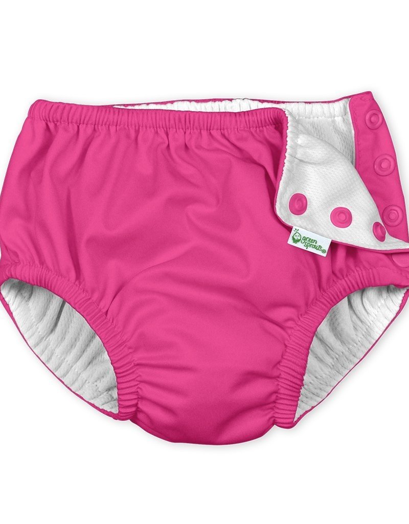 Snap Reusable Swimsuit Diaper Hot Pink Tip Toes