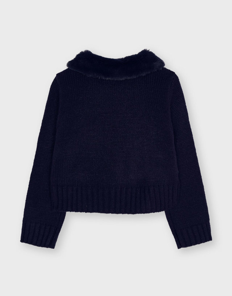 Mayoral Navy Furry Knit Sweater