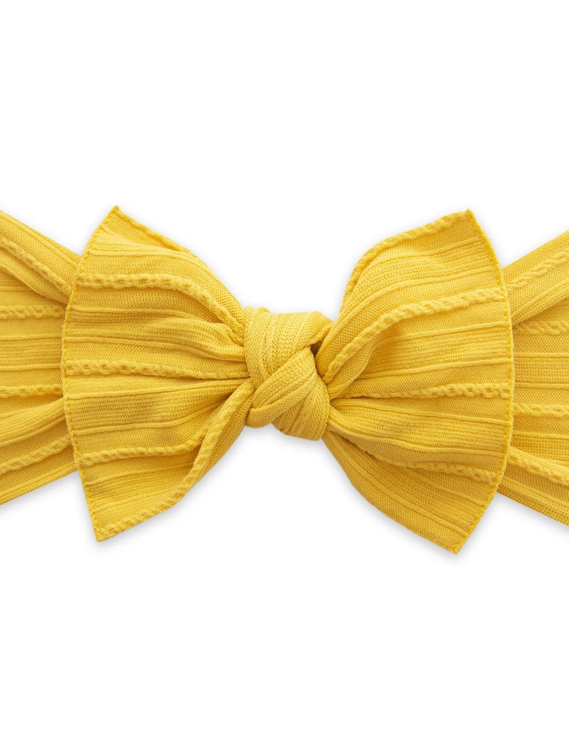 Baby Bling Bow Cable Knit Knot Bow Mustard