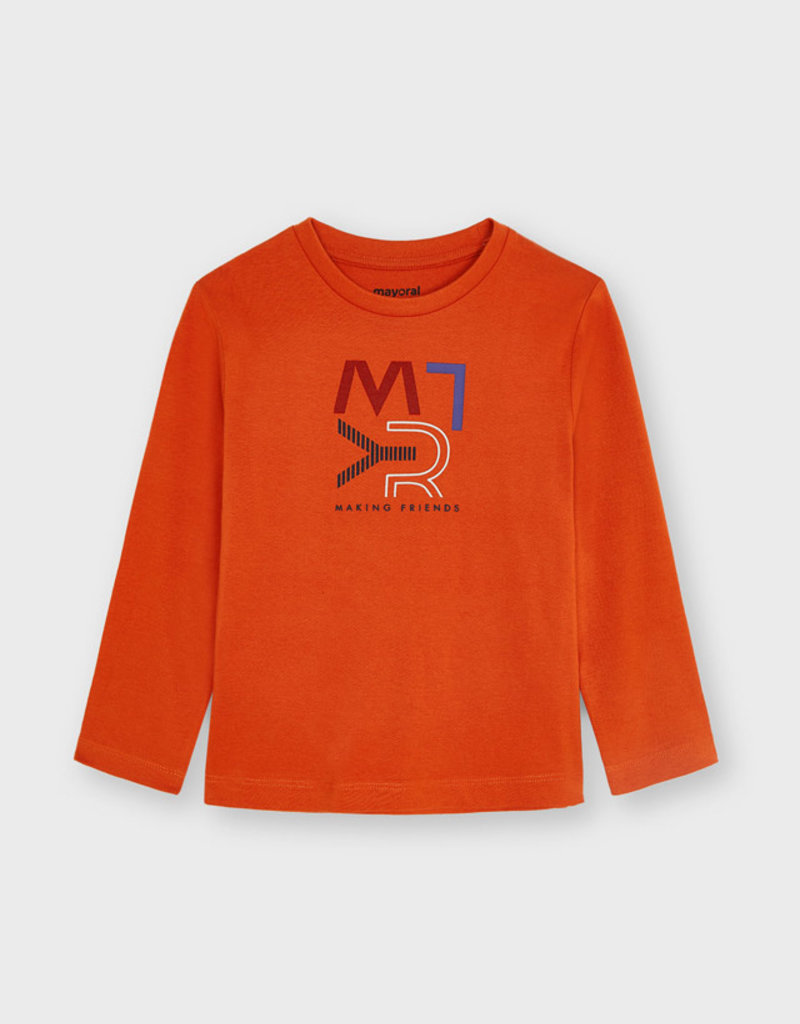 Mayoral Orange L/S Print T Shirt