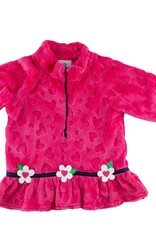 Florence Eiseman Bright Pink Heart Fleece Top w/Flowers