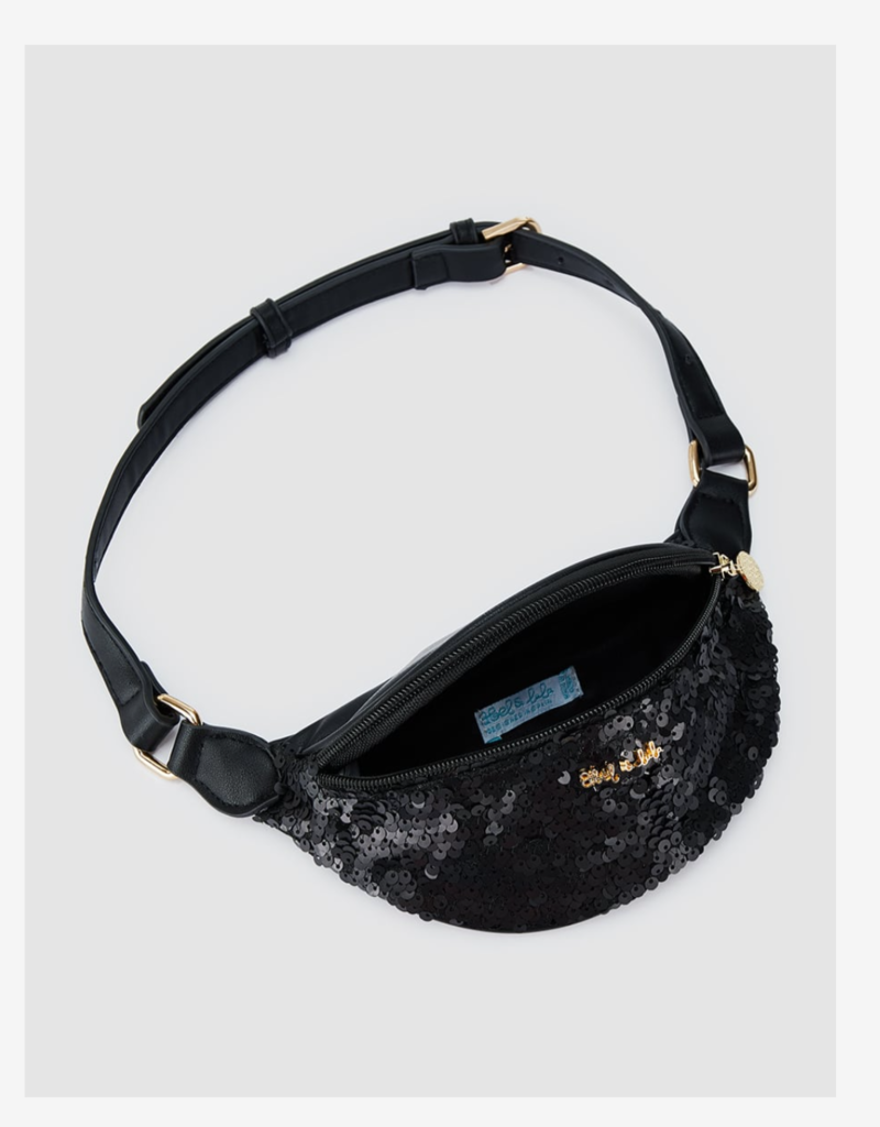 black sequin fanny pack