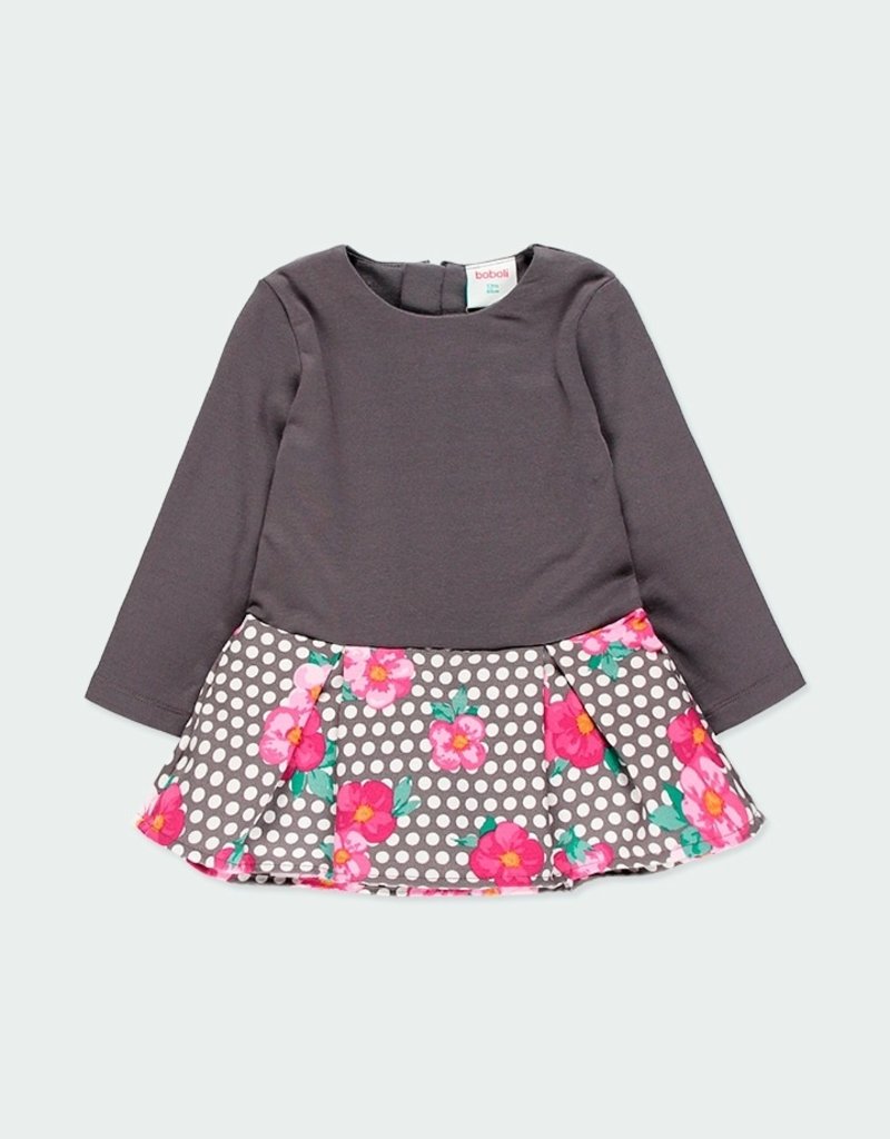 Boboli Cranberry Dress w/Flowered Skirt Set