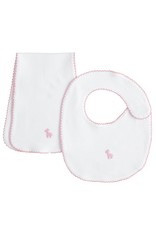 little english Bib n Burp Set Pink Giraffe