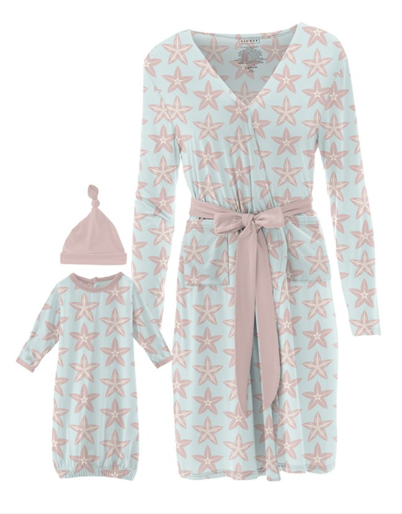 Kickee Pants Maternity/Nursing Robe Layette Gown Set Starfish