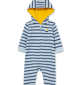 Little Me Whale Coverall Blue Stripe