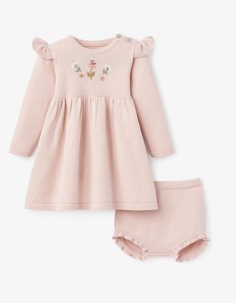 Elegant Baby Flower Dress w/Bloomers Blush