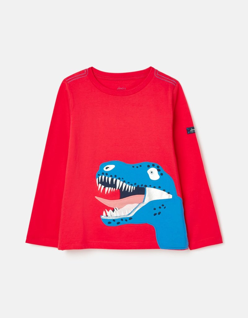 Joules Jack Applique Dinosaur L/S Shirt Red