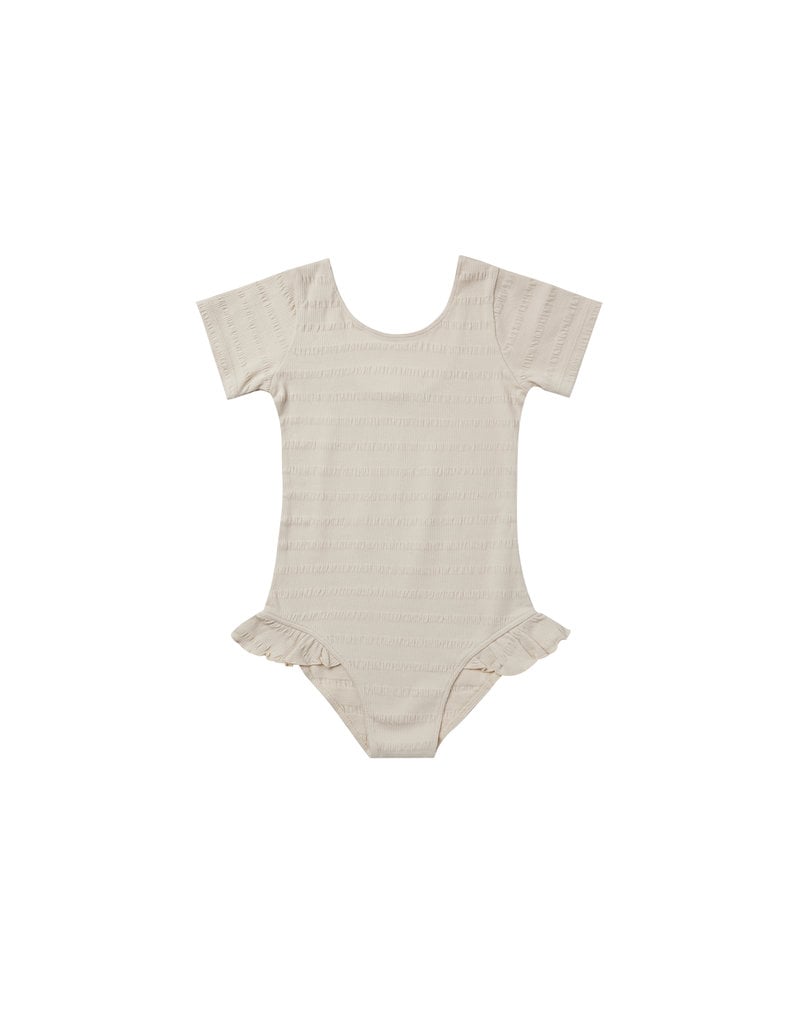 Rylee + Cru Inc. Cinched Ribbed Leotard Natural