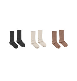 Rylee + Cru Inc. Ribbed Socks 3pk Mocha Natural Black