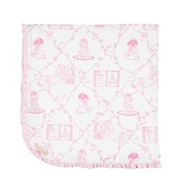 Baby Buggy Blanket Chinoiserie Channing w/Palm Beach Pink
