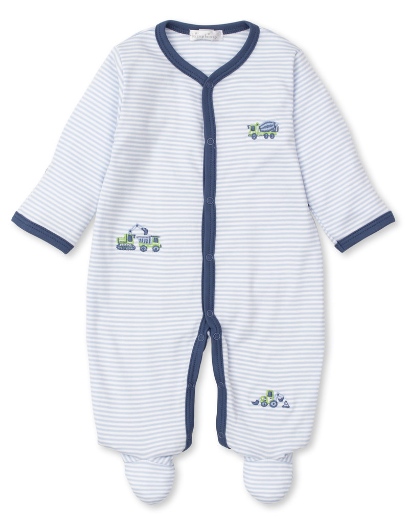 Kissy Kissy Earth Movers Stripe Footie