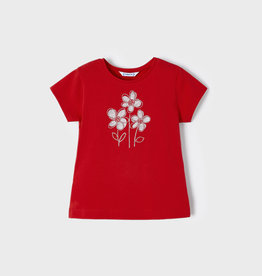 Mayoral SALE Red S/S Tee w/Silver Flowers