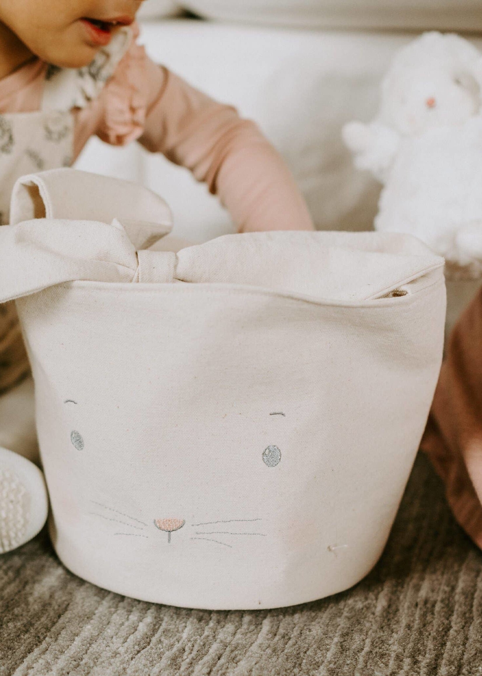 Bunnies By the Bay Bun Bun Basket Cream