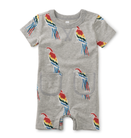 Tea Collection Double Pocket Baby Romper Macaw March Hth Grey