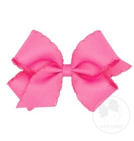 Wee Ones Bow Med w/Moonstitch Hot Pink