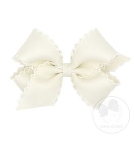 Wee Ones Bow Med w/Moonstitch Ant White