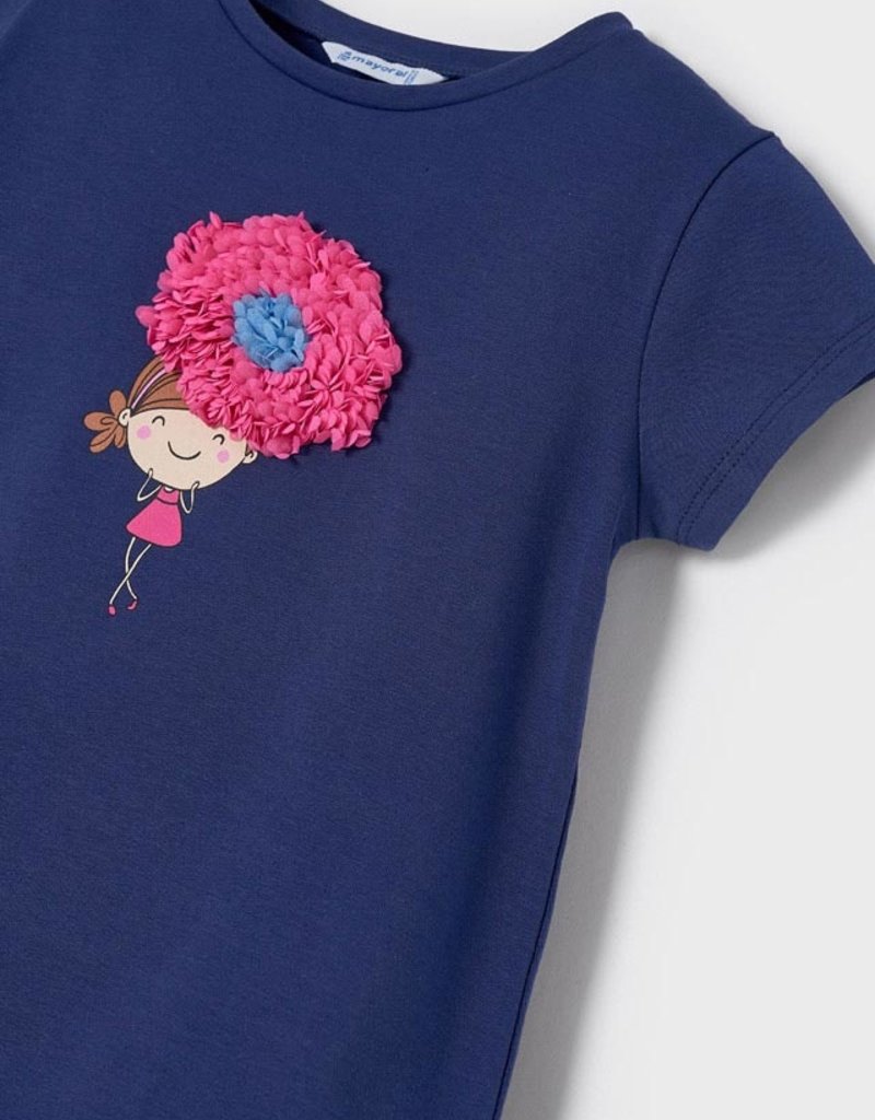 Mayoral Blue Little Girl Graphic Tee w/Short Set