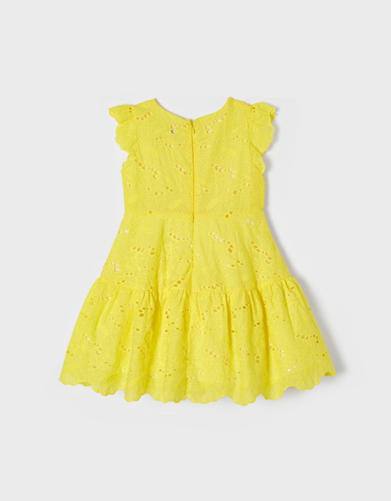 Mayoral Embroidered Dress Lemon