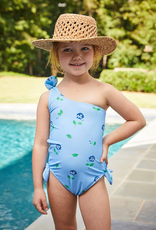 little english Bowtiful Blue Hydrangea One Shoulder Swimsuit