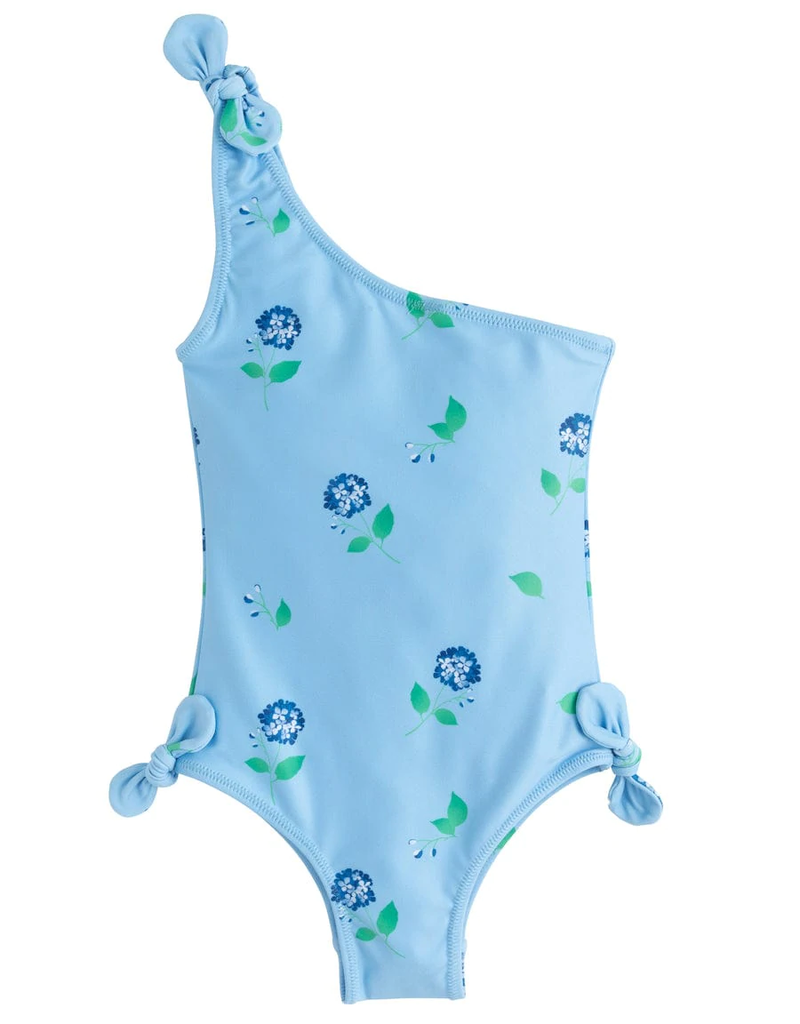 little english Bowtiful Blue Hydrangea One Shoulder Swimsuit