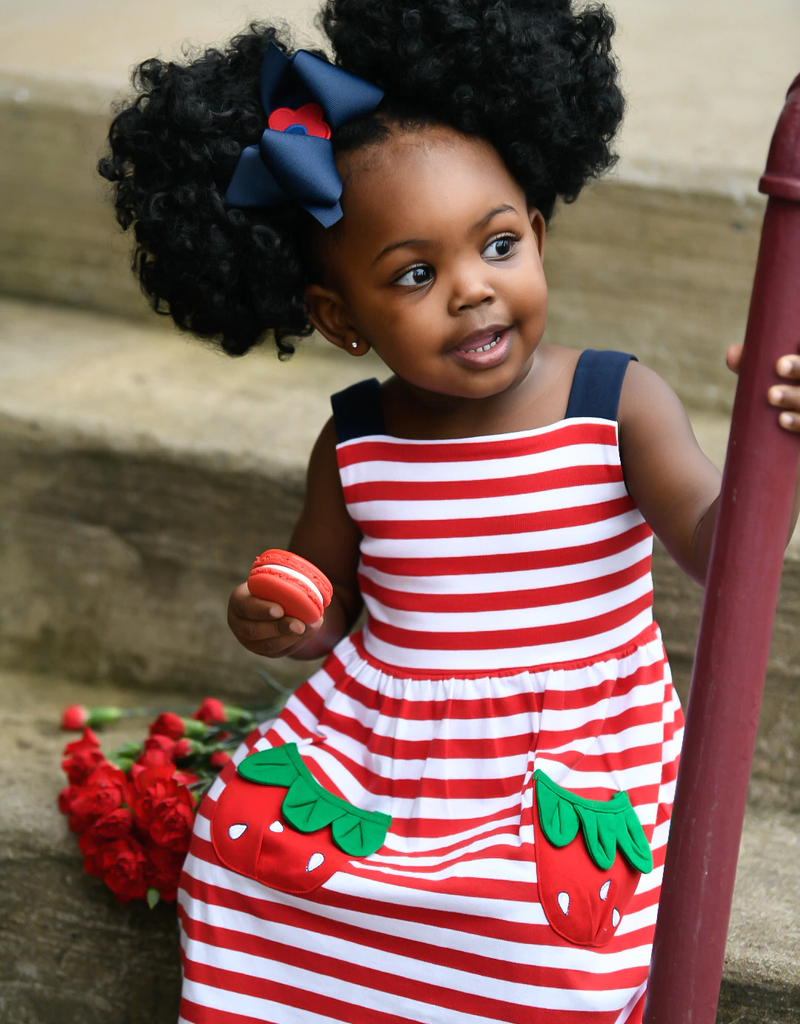 Stripe Knit Dress w/Strawberry Pockets 