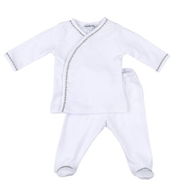 Magnolia Baby SALE Sweet Beginnings X Tee Footed Pant Set Silver Emb