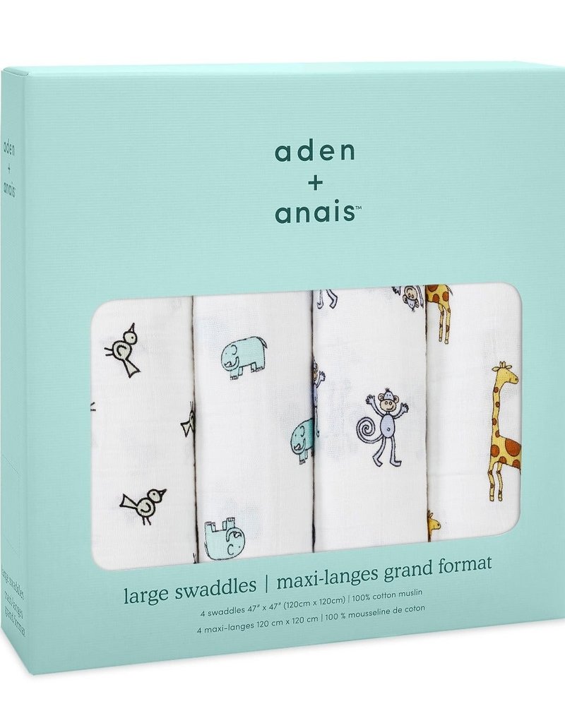 Aden and Anais Classic Swaddle 4 Pack Jungle