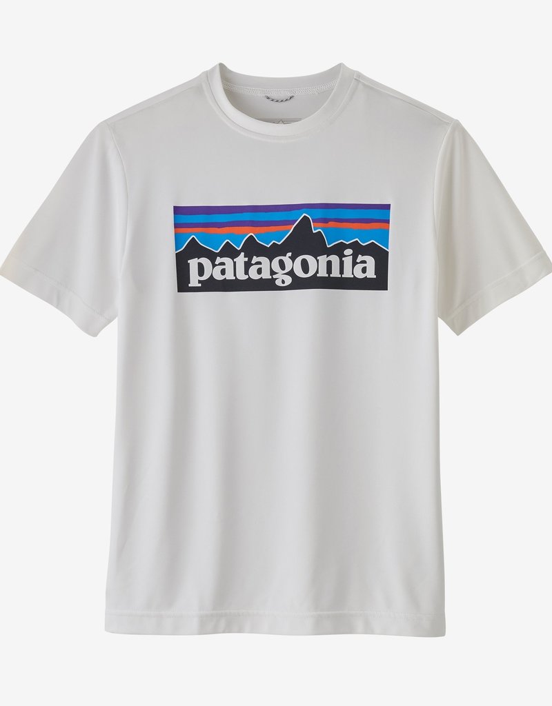 Patagonia Boys Capilene® Cool T-Shirt P-6 Logo White