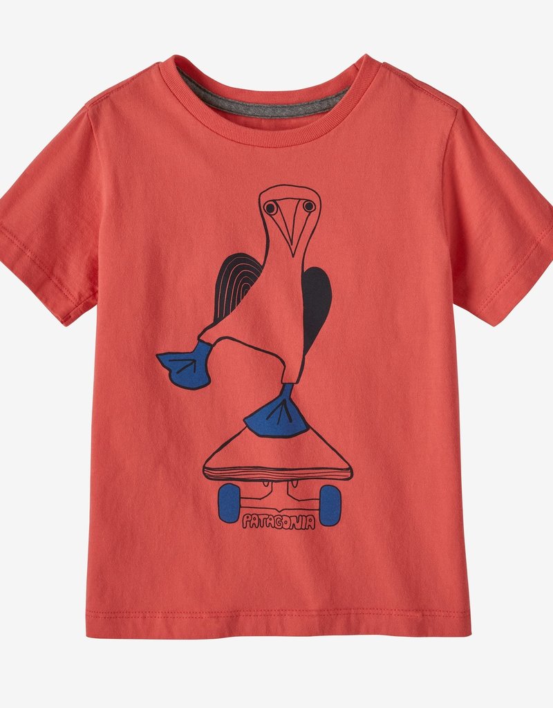Patagonia Baby Regenerative Organic Cotton Graphic Tee Blue-Footed Boarder Coral