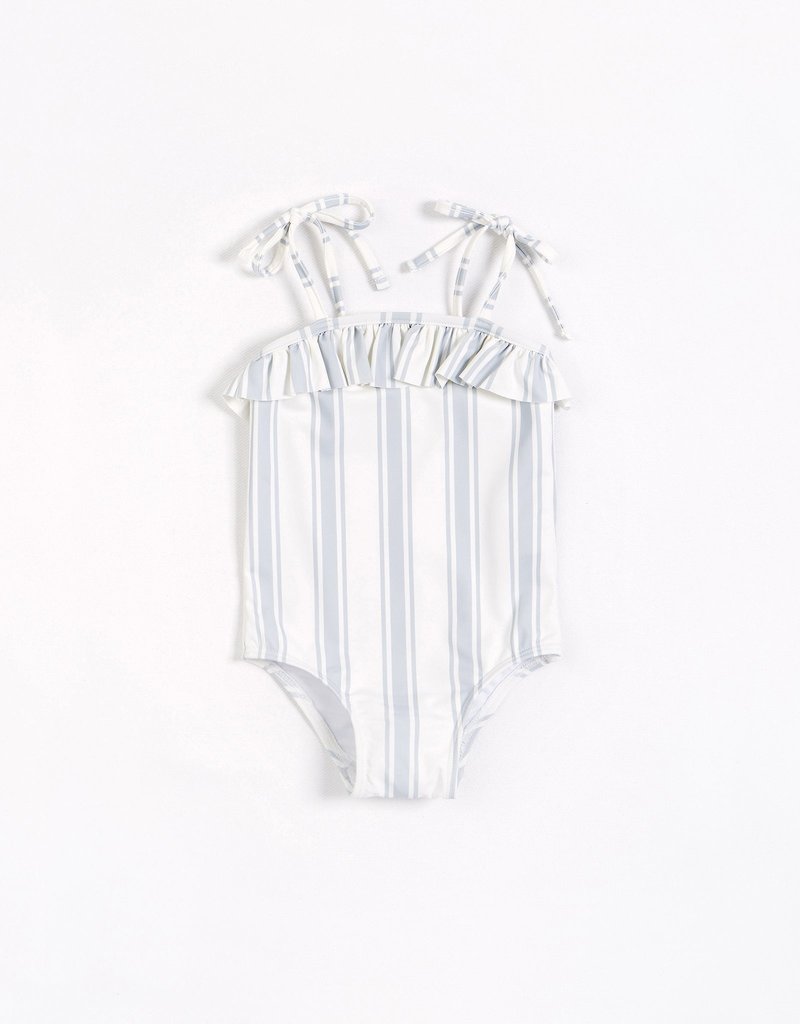 Petit Lem Baltic Stripes Ruffle Trimmed Swimsuit