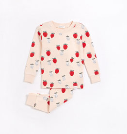 Petit Lem Strawberries Print Blush Infant PJ Set