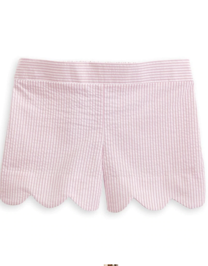 bella bliss Jane Scalloped Pink Seersucker Stripe Shorts