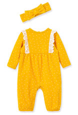 Little Me Dotty Jumpsuit w/Headband Yellow
