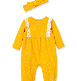 Little Me Dotty Jumpsuit w/Headband Yellow