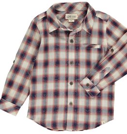 Me & Henry Atwood Woven Shirt Navy Red Cream Plaid