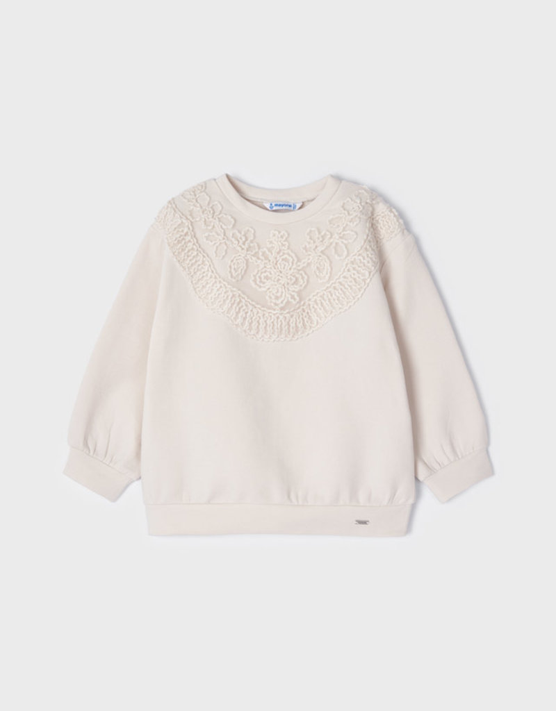 Mayoral Knit Cream Top w/Stitch Design