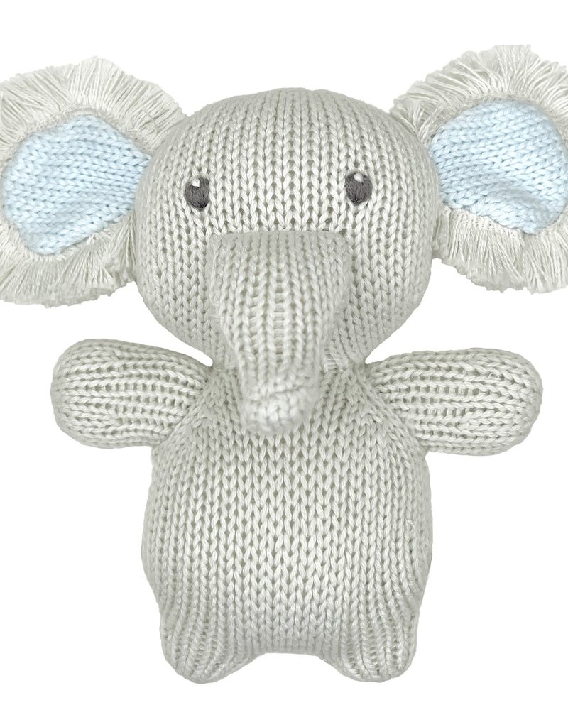 Zubels Ash Elephant Knit Rattle