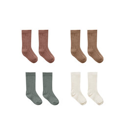Quincy Mae socks, set of 4  ivory, dusk, pecan, cocoa