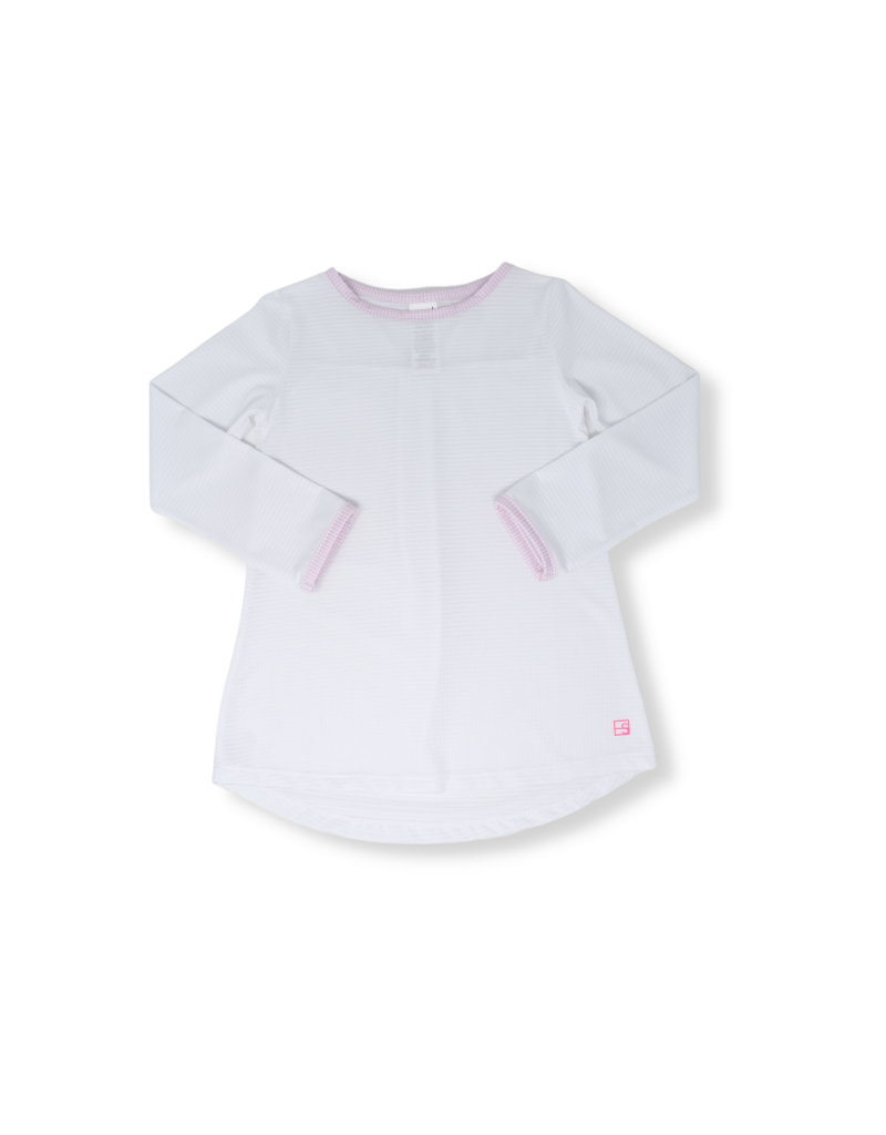 Lindsay Long T L/S White Pink Mini Gingham