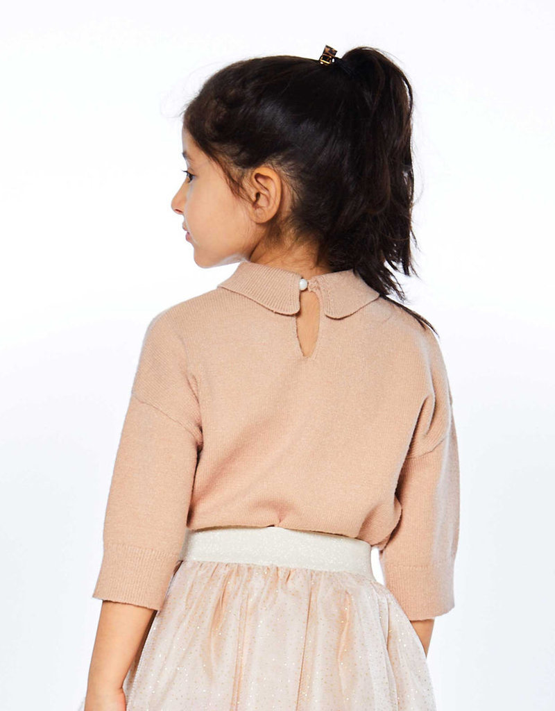 Deux par Deux Beige 3/4 Sleeve Knitted Top