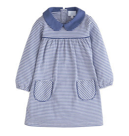 little english Evelyn Dress Gray Blue Stripe