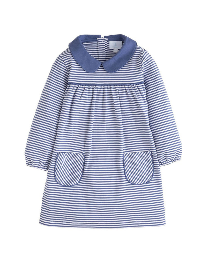little english Evelyn Dress Gray Blue Stripe